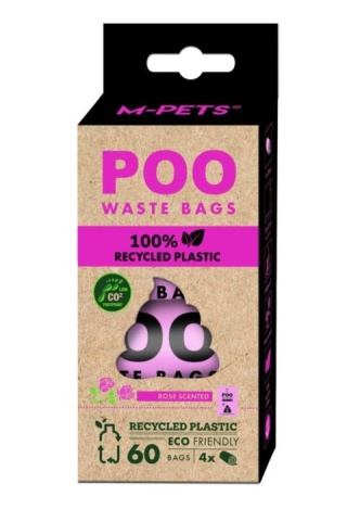 POO – woreczki na psie odchody z recyklingu, 100% Recycled Plastic – Róża /(60 szt)