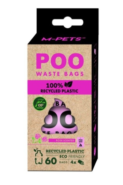 POO – woreczki na psie odchody z recyklingu, 100% Recycled Plastic – Róża /(60 szt)