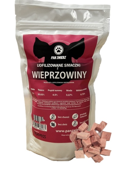 Pan Zwierz – Liofilizowane smaczki dla psa i kota z wieprzowiny 70g
