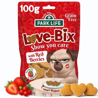 Park Life – Love-Bix ciasteczka dla psa w kształcie serduszek z czerwonymi jagodami 100 g