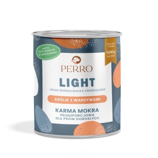 Perro - Karma mokra Light Królik z warzywami – monobiałkowa formuła dla psów dorosłych 800g