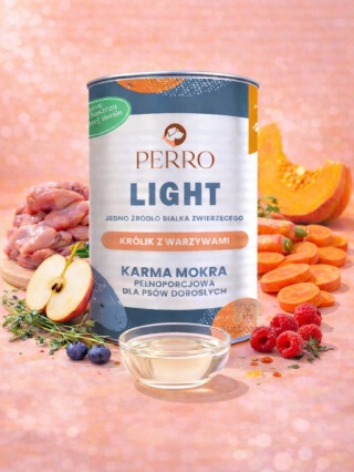 Perro - Karma mokra Light Królik z warzywami – monobiałkowa formuła dla psów dorosłych 400g