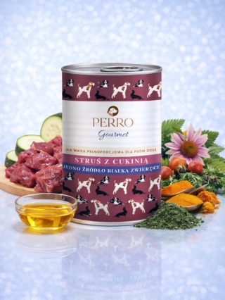 Perro - Karma mokra Struś z cukinią – monobiałkowa formuła dla psów dorosłych 400g