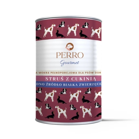 Perro - Karma mokra Struś z cukinią – monobiałkowa formuła dla psów dorosłych 400g