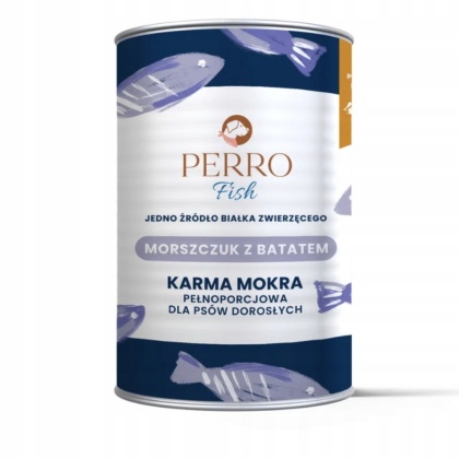 Perro - Karma mokra dla psa Morszczuk z batatem – monobiałkowa formuła dla psów dorosłych 400g