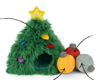 Pets P.L.A.Y. Merry Woofmas Doglas Fur - norka węchowa choinka z bombkami - zabawka świąteczna dla psa