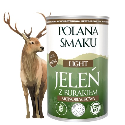 Polana Smaku Jeleń z burakiem – niskotłuszczowa karma mokra dla psa light 400 g