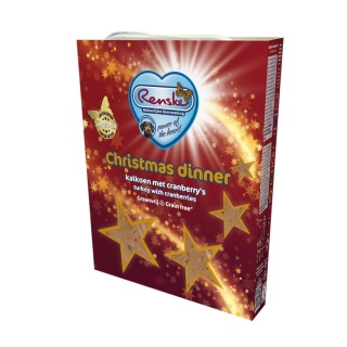 Renske Dog CHRISTMAS DINNER – świeży indyk z żurawiną – świąteczna karma dla psów bez zbóż (395 g)