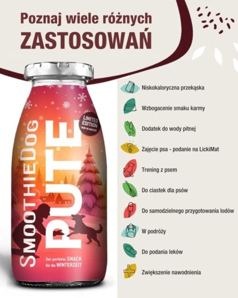 SmoothieDog Winter Pute – świąteczna edycja smoothie dla psa z indykiem i warzywami (250 ml)