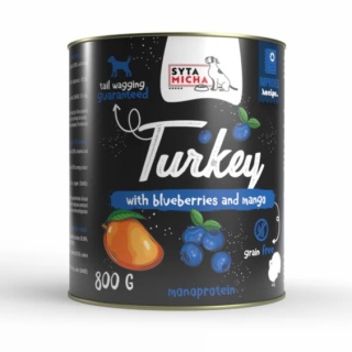 Syta Micha Karma mokra dla psa indyk z jagodami i mango 800g