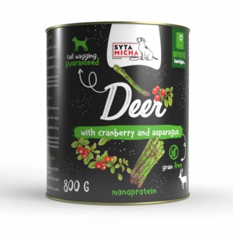 Mokra karma dla psa jeleń z żurawiną i szparagami 800g