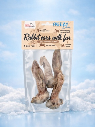 Syta Micha – liofilizowane ucho królicze z futrem dla psa 4 szt.