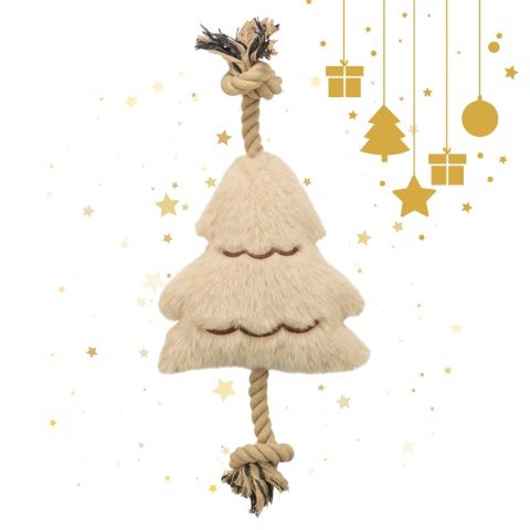 Trixie Xmas – Choinka ze sznurkiem 38 cm – świąteczna zabawka pluszowa dla psa