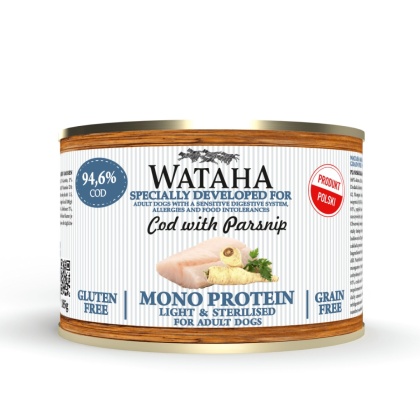 WATAHA MONO PROTEIN LIGHT & STERILISED ADULT DOG 94,6% DORSZ Z PASTERNAKIEM - karma mokra dla psa - 200G
