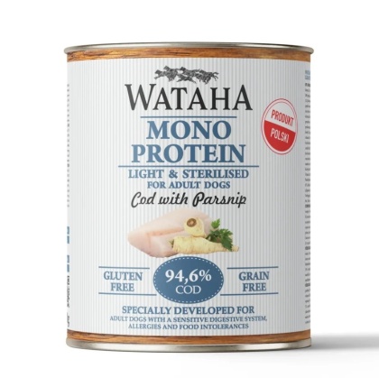 WATAHA MONO PROTEIN LIGHT & STERILISED ADULT DOG 94,6% DORSZ Z PASTERNAKIEM - karma mokra dla psa - 800G