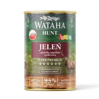 Wataha Hunt Mono Protein 93% Junior Jeleń z Gruszką i Pokrzywą 400g