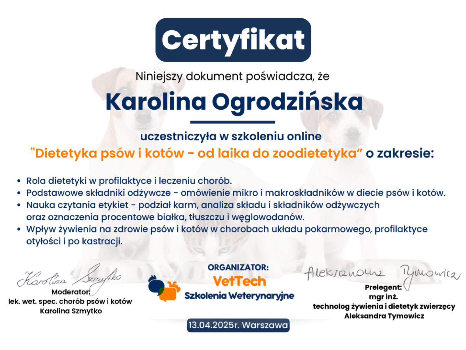 Certyfikat Psie Dobre